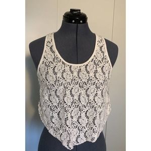 Annianna Fancy Cotton Lace High Low Tank Laced Up Side Detail Size L